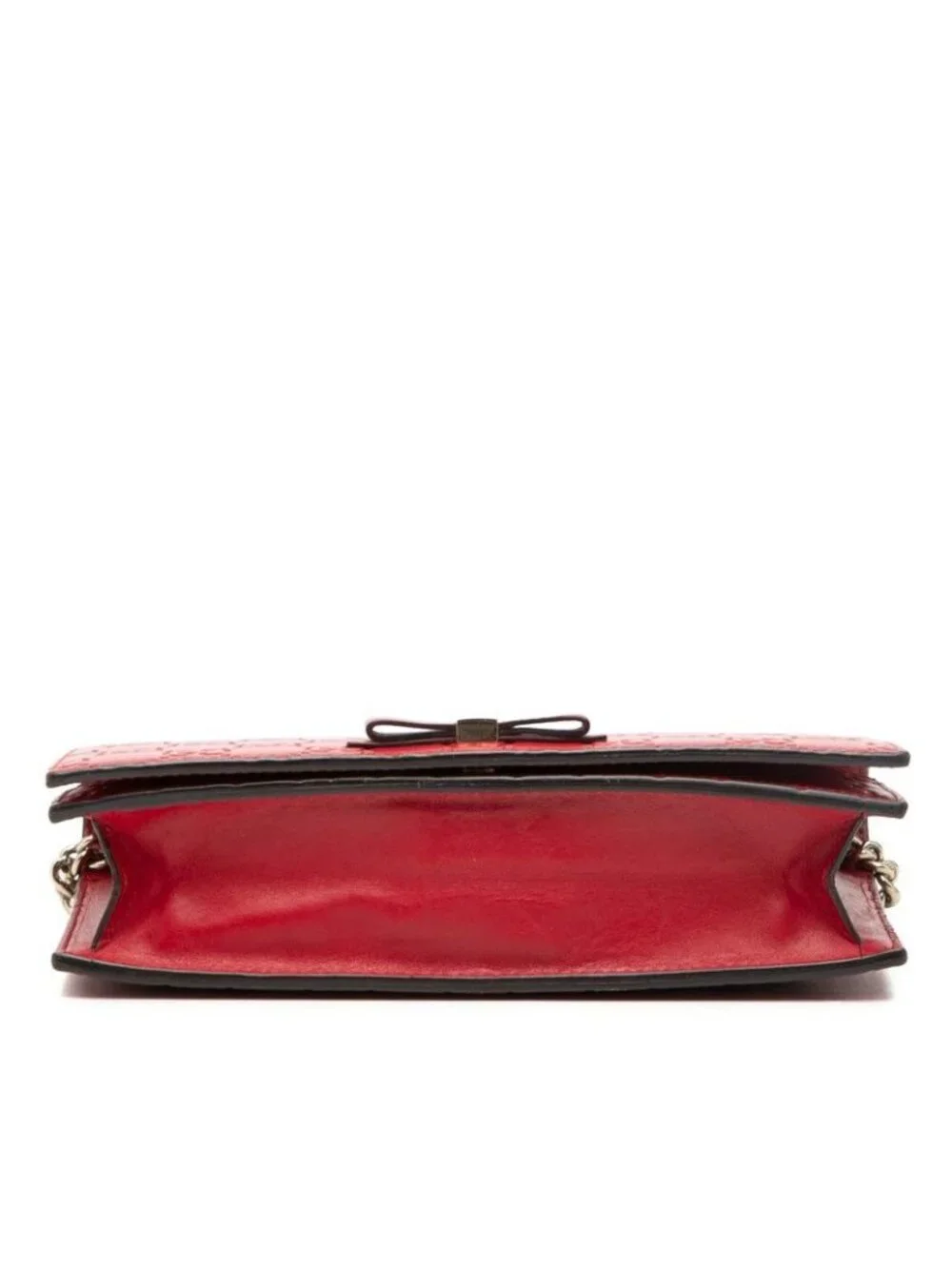 Gucci Ribbon Guccissima Chain Wallet Shoulder Bag Red Leather - Picture 3 of 5